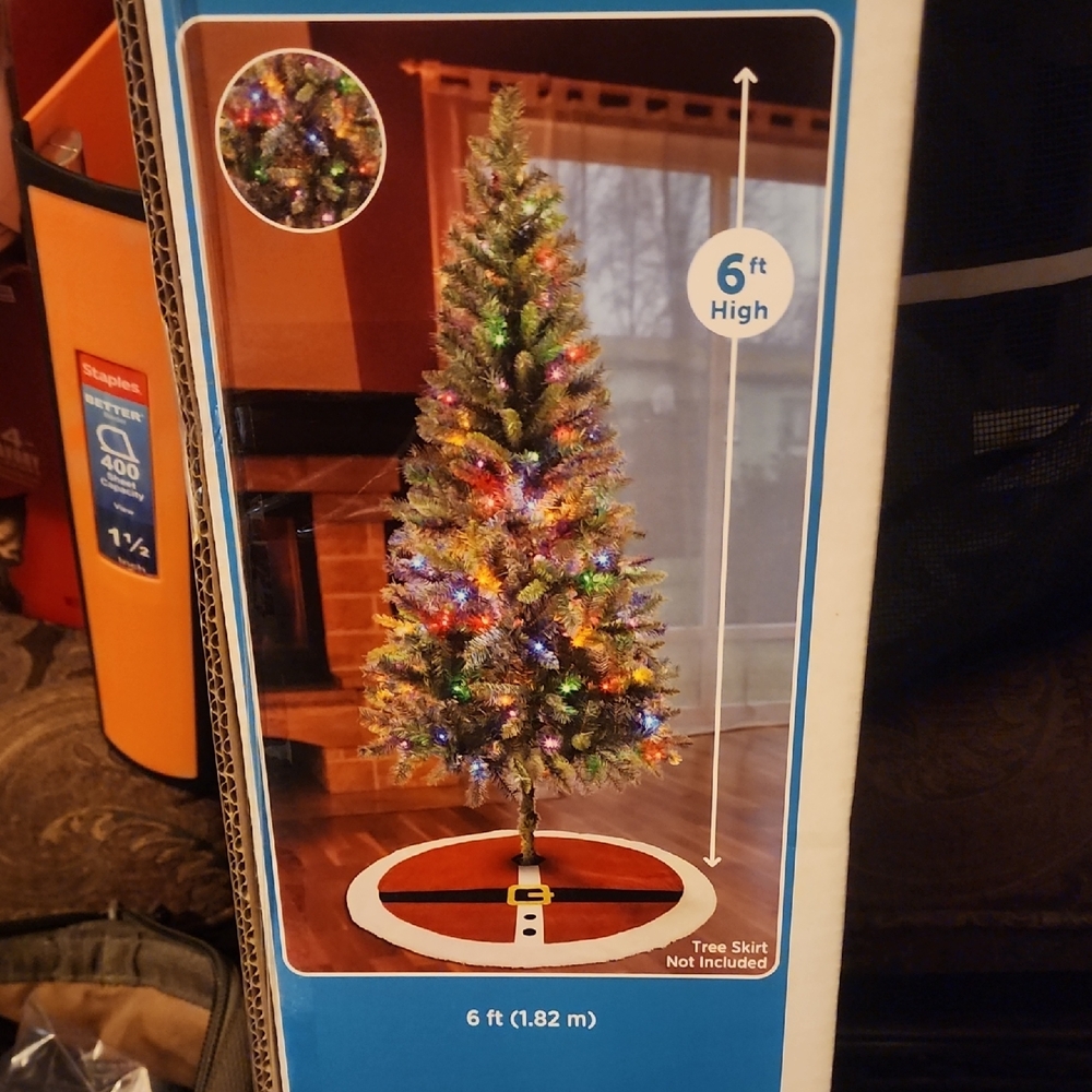 6ft Pre-Lit Christmas Tree with Multicolor Lights